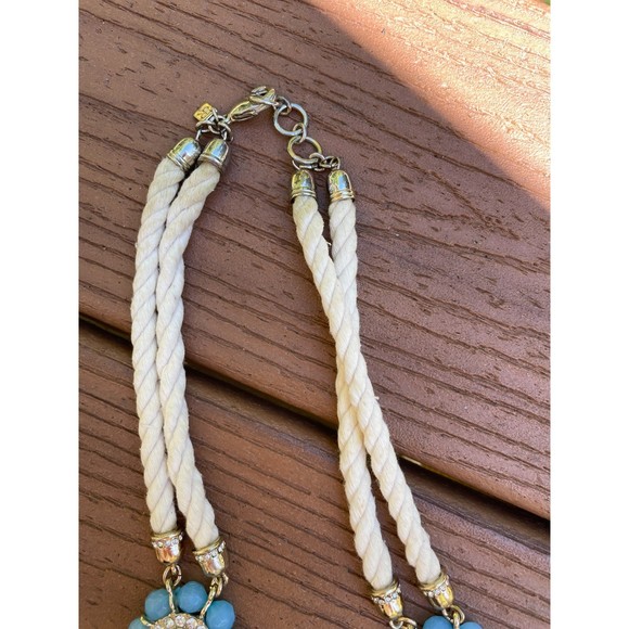Banana Republic Turquoise Rhinestone Rope Corded Necklace, Coastal Sail - Picture 10 of 12